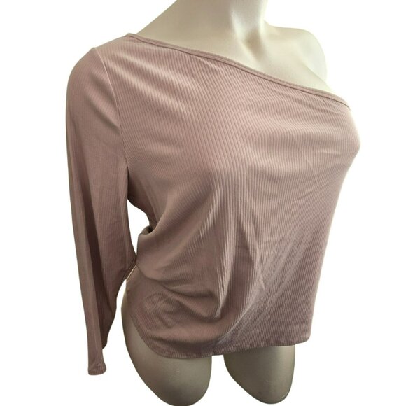 Old Navy Womens 3X One-Shoulder Ribbed Knit Top Neutral Tan NWT JJ4066 - Picture 2 of 8